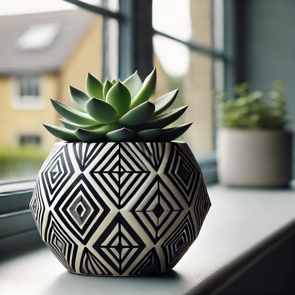 mid century Geometric Ceramic Planter